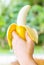 Hand holding a banana,Healthy food, bananas rich in vitamins, healthy lifestyle and prevention of vitamin deficiency