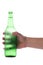 Hand holding beer bottle