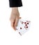 Hand holding best classic blackjack combination ten and ace of h