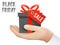 Hand Holding Black Friday Gift Box Sale Discount Tag Present Isolated Icon Shop Realistic 3d Design Template Vector