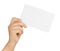 Hand Holding Blank White Card Isolated