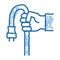 hand holding cable doodle icon hand drawn illustration