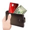 Hand holding classic leather wallet