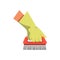 Hand holding cleaning brush broom vector flat isolated icon