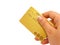 Hand holding credit card (clipping path included)