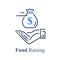 Hand holding currency bill, financial help concept, instant money, fast loan, credit approval