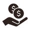 Hand holding dollars, save money icon, salary money, invest finance symbol