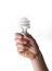 Hand holding an energy efficient light bulb