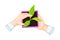 Hand Holding Flower Pot and Setting Young Plant or Sprout in Soil Vector Illustration