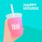 Hand holding free drink in plastic cup. happy hours promotional free drink concept. bubble tea, milkshake, juice beverages drink.