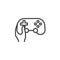 Hand holding game controller line icon