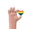 Hand holding a gay pride flag heart. Community togetherness concept. 3D Rendering