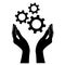 Hand holding gear , engineer symbol vector