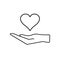 Hand Holding Heart Icon, Give Love Symbol, Volunteer Sign