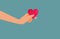 Hand Holding Heart Symbol of Generosity Vector Cartoon Illustration