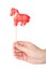 Hand holding horse shape lollipop