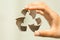 Hand holding an icon of recycling - the concept of sustainability