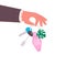 Hand holding keys from house. Property agency, buy or rent new apartments. Home sweet home concept. Mortgage, key with