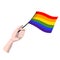 Hand holding Lgbt flag, pride parade