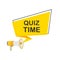 Hand holding megaphone - Quiz time. Vector illustration.