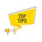 Hand holding megaphone - Top tips. Vector stock illustration