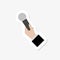 Hand holding microphone sticker simple sign and modern symbol