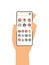 Hand holding mobile phone with Clubhouse app on screen flat vector illustration
