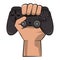 Hand holding modern gamepad