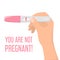Hand holding a negative pregnancy test vector isolated