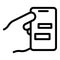 Hand holding new phone icon outline vector. Smart cellphone