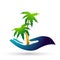 Hand holding palm tree coconut tree beach plant icon clip art