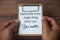 Hand holding paper holding board with text - Appreciate every single thing about you. You matter. Inspirational and