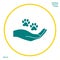 Hand holding paw symbol. Animal protection. Graphic elements for your design