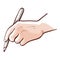 Hand holding a pen, writing or putting document signature