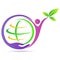 Hand holding planet save green earth environment friendly logo