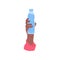Hand holding plastic or glass bottle of clean water, vector illustration of person holds glass flask of pure aqua drink