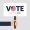 Hand holding poster. Vote. Presidential election 2016 in USA. Flat illustration.