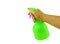 Hand holding pump sprayer preparation to washing