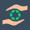 Hand holding recycle icon vector illustration