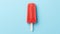 Hand Holding Red Ice Cream Bar on Blue Minimalistic Background AI Generated