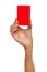 Hand Holding Red Plactic Card