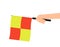 Hand holding referee flag or offside flag