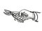 Hand holding Secateurs Garden Tool Cartoon Retro Drawing