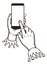 Hand holding smart phone with tap finger on the screen. E-commerce design concept. Using mobile smart phone similar to