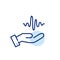 Hand holding sound wave. Pixel perfect icon