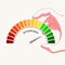 Hand holding staking indicator with color levels. Cryptocurrency concept.