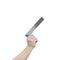 Hand Holding a Steel Square Ruler with Clipping Path