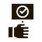 Hand Holding Tablet With Approved Mark glyph icon