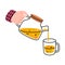 Hand Holding Teapot Pouring Hot Tea Drink in Cup Vector Illustration