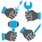 Hand holding tool icons
